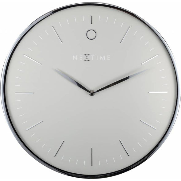NeXtime 40cm Glamour Dome Shaped Glass & Metal Round Wall Clock - Grey