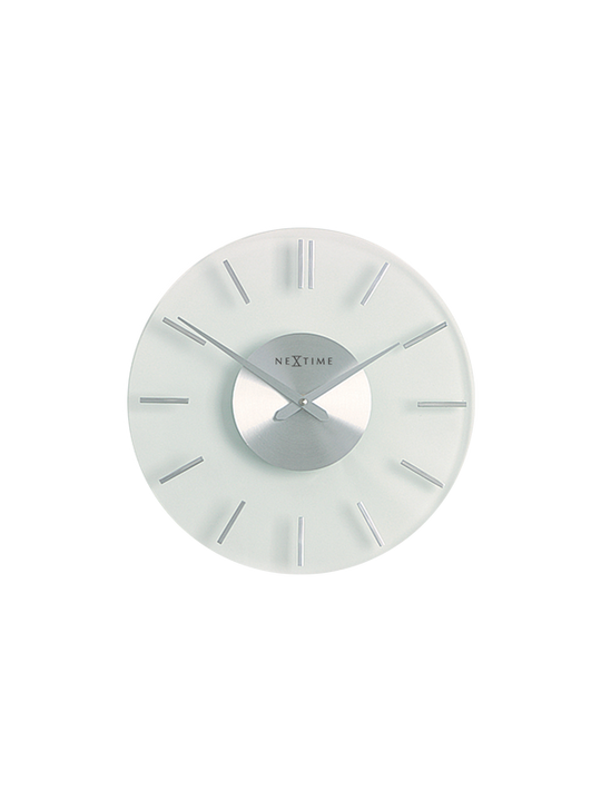 NeXtime 31 cm 'Stripe' Aluminum & Glass Round Wall Clock - Transparent