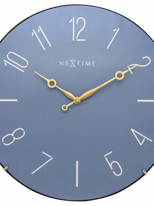 NeXtime 35cm Trendy Dome Glass Round Wall Clock - Blue 3158BL