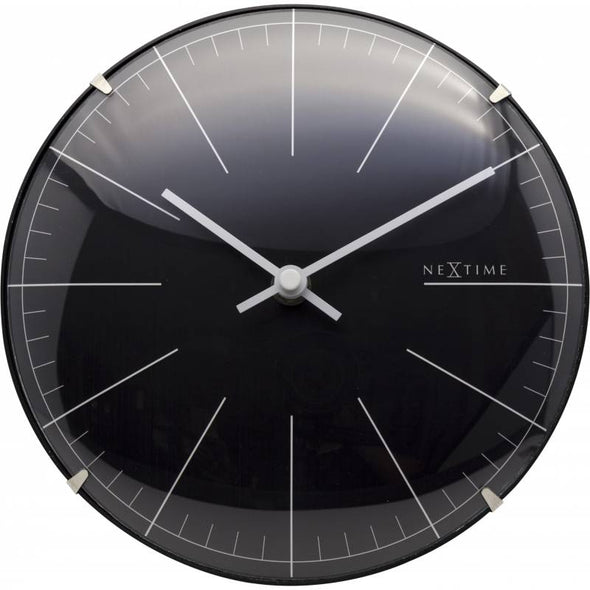 NeXtime 20cm Big Stripe Mini Dome Glass Round Table/Wall Clock - Black
