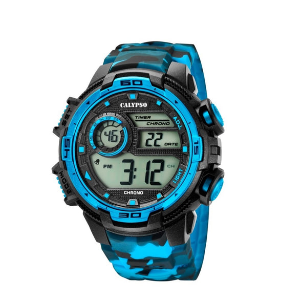 Calypso Digital Mens Sports Chrono Alarm Watch - Blue