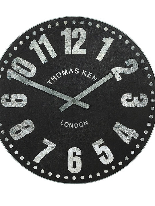 Thomas Kent 76cm Wharf Open Face Round Wall Clock - Black