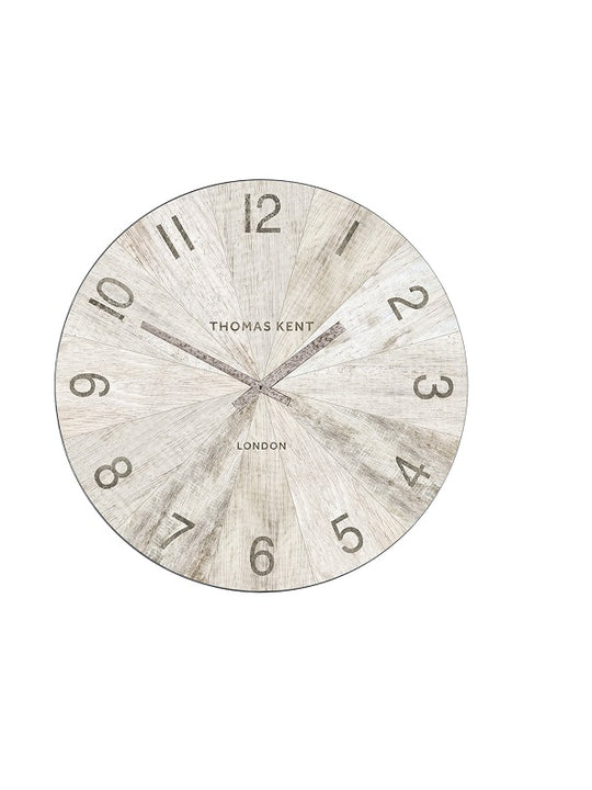 Thomas Kent 17.5cm Wharf Pickled Oak Open Face Round Wall Clock - White