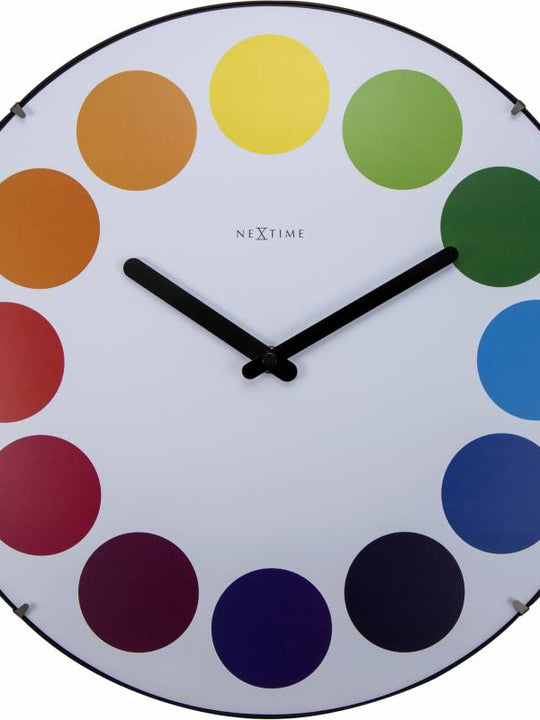 NeXtime 35cm Dome Glass Dots Dome Plastic & Glass Wall Clock - White