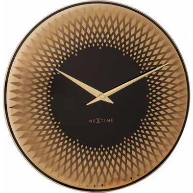 NeXtime 43cm Sahara Glass Round Wall Clock - Copper & Black