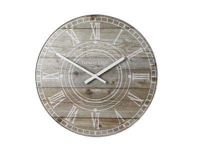 Thomas Kent 76cm Wharf Driftwood Mantel Round Wall Clock - Light Brown