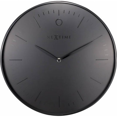NeXtime 40cm Glamour Dome Shaped Glass & Metal Round Wall Clock - Black