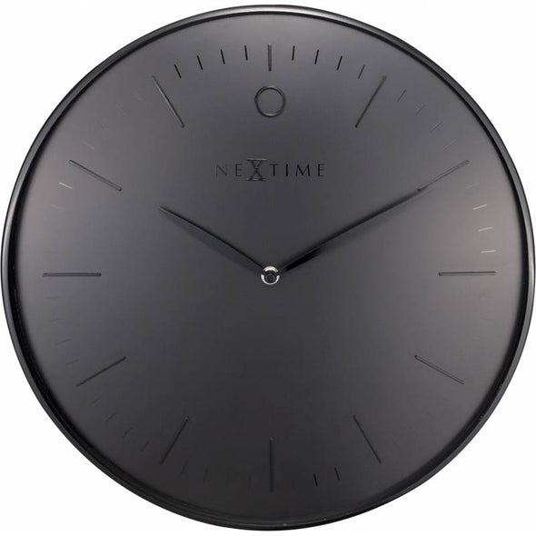 NeXtime 40cm Glamour Dome Shaped Glass & Metal Round Wall Clock - Black