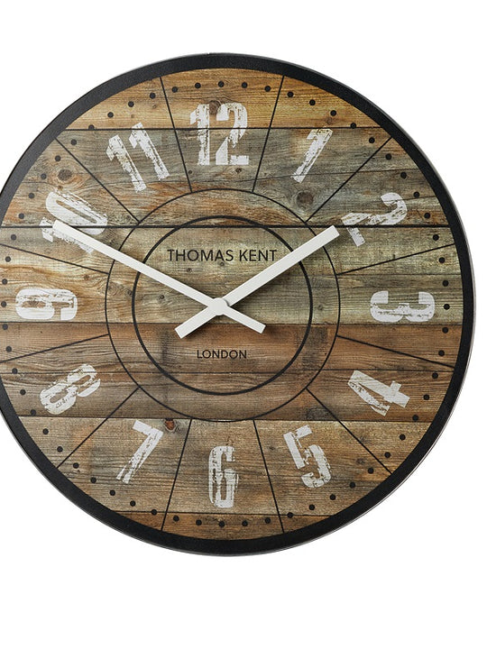 Thomas Kent 76cm Wharf Cotton Mill Mantel Round Wall Clock - Brown