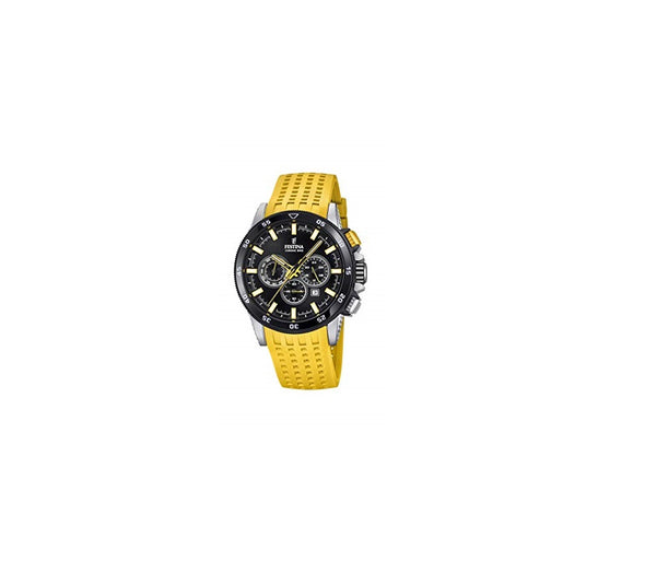 Festina Chrono Bike Analogue Men's Wrist Watch with Rubber Strap - Yellow