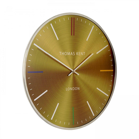 Thomas Kent 40cm Oyster Amber Metal And Glass Dome Lens Round Wall Clock