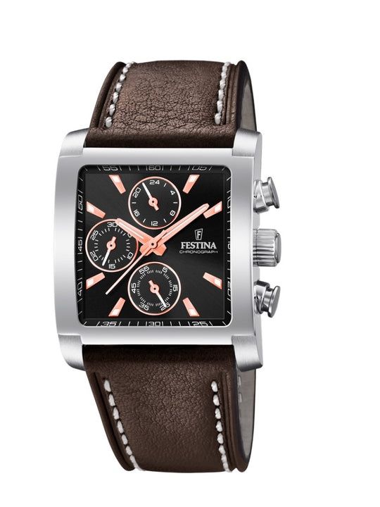 Festina Timeless Chronograph Analogue Men's Wrist Watch - Brown F20424/4