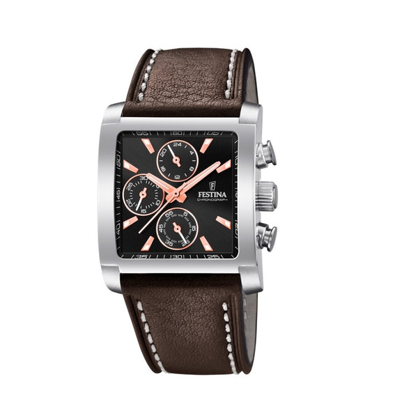 Festina Timeless Chronograph Analogue Men's Wrist Watch - Brown F20424/4