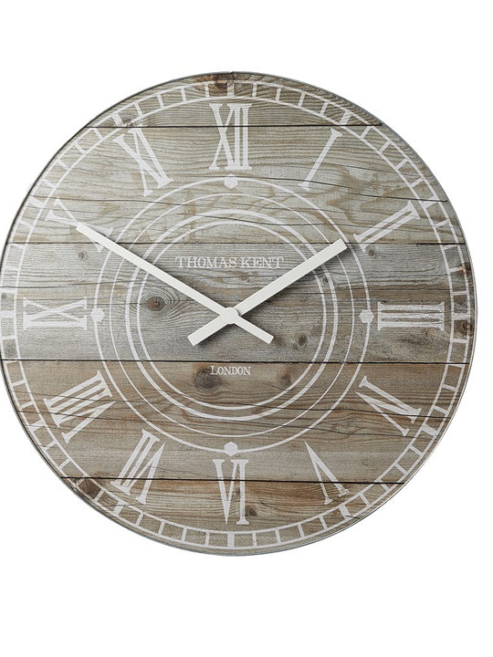 Thomas Kent 56cm Wharf Driftwood Mantel Round Wall Clock - Light Brown
