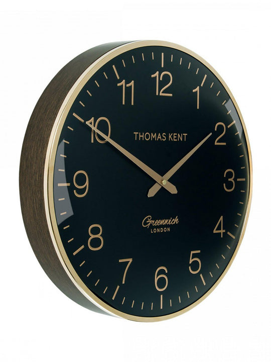 Thomas Kent 40cm Greenwich Evening Gold Round Wall Clock - Black