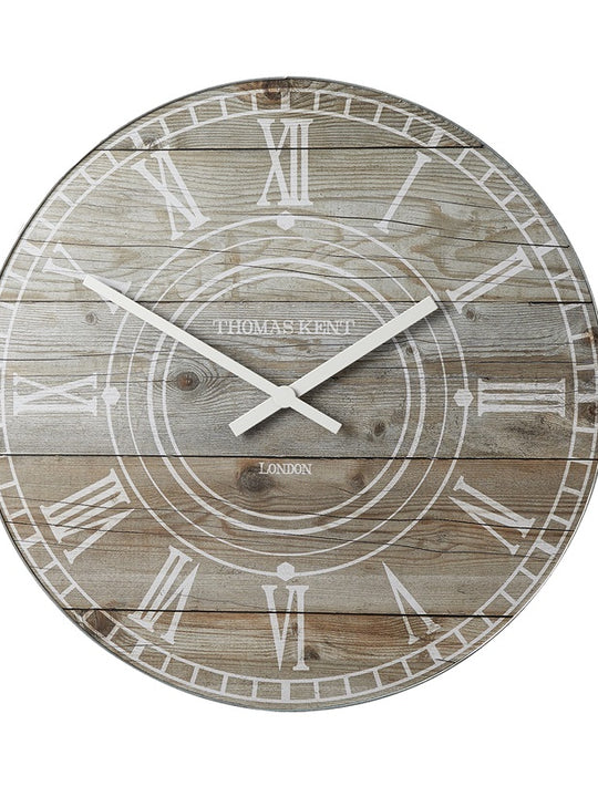 Thomas Kent 114cm Wharf Driftwood Mantel Round Wall Clock - Light Brown