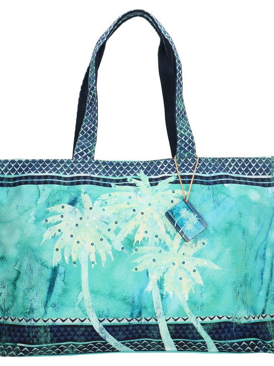 PE-Florence Blue Palm Ladies Shopper Bag
