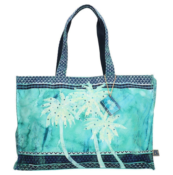 PE-Florence Blue Palm Ladies Shopper Bag