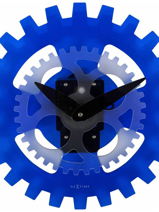 NeXtime 35cm Moving Gears Acrylic Motion Wall Clock - Blue