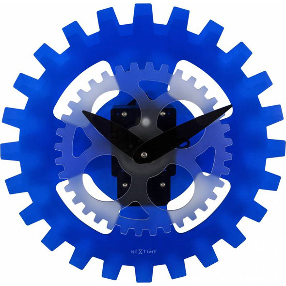 NeXtime 35cm Moving Gears Acrylic Motion Wall Clock - Blue