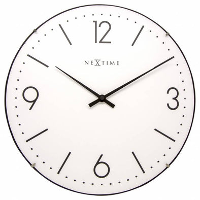 NeXtime 35cm Basic Dome Glass Round Wall Clock - White 3157