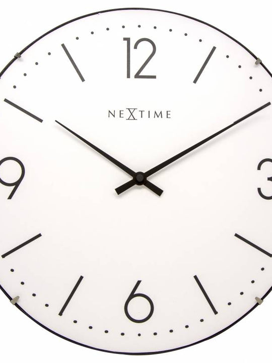 NeXtime 35cm Basic Dome Glass Round Wall Clock - White 3157