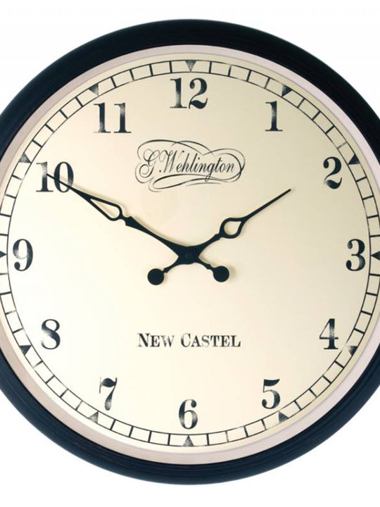 NeXtime 25 cm 'Aaltje' Metal & Glass Round Wall Clock - Black