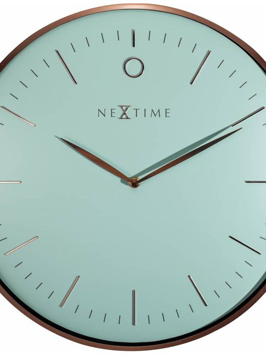 NeXtime 40cm Glamour Dome Shaped Glass & Metal Round Wall Clock - Turquoise