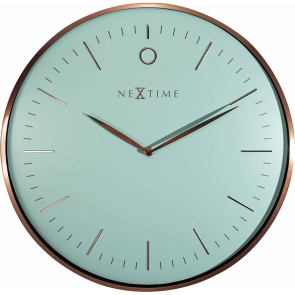 NeXtime 40cm Glamour Dome Shaped Glass & Metal Round Wall Clock - Turquoise