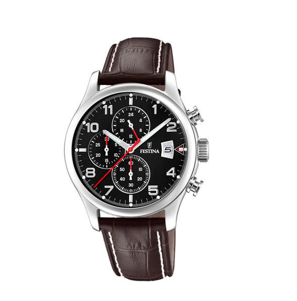 Festina Timeless Chronograph Analogue Men's Wrist Watch - Brown F20375/6