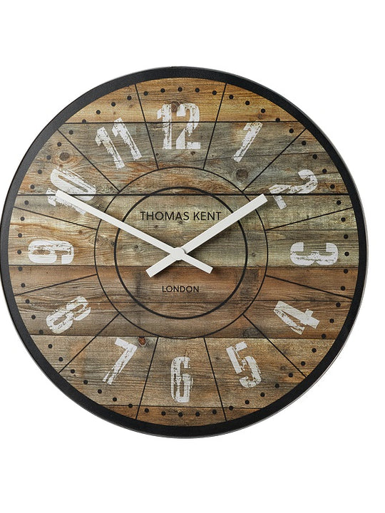 Thomas Kent 17.5cm Wharf Cotton Mill Mantel Round Wall Clock - Brown