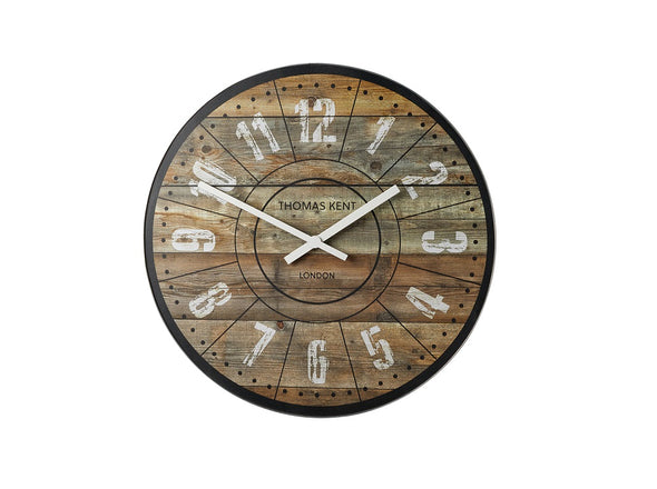Thomas Kent 38cm Wharf Cotton Mill Mantel Round Wall Clock - Brown