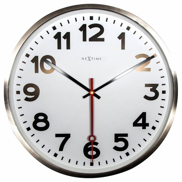 NeXtime 55cm Super Station Stainless Steel Round Wall Clock - White