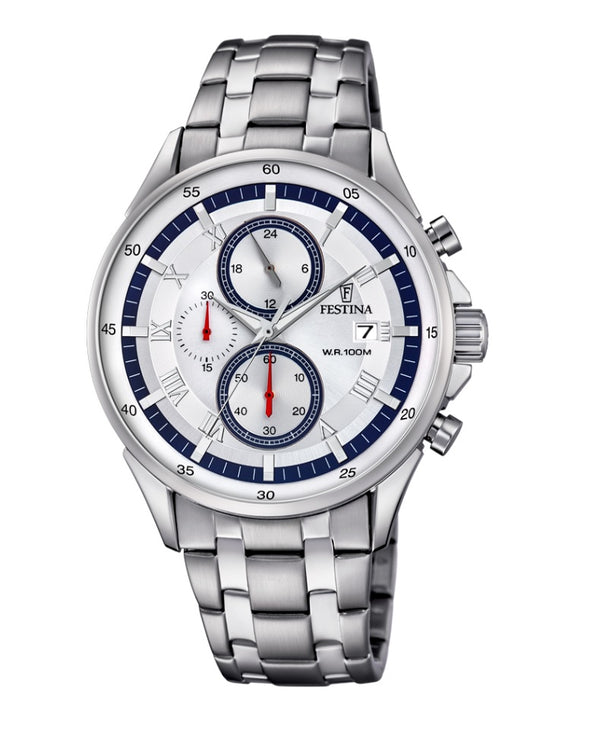 Festina Timeless Chronograph Analogue Men's Wrist Watch - Stainless Steel