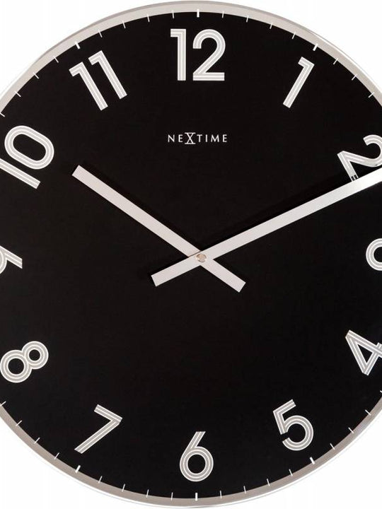 NeXtime 43cm Reflect Glass Round Wall Clock - Black 8190ZW