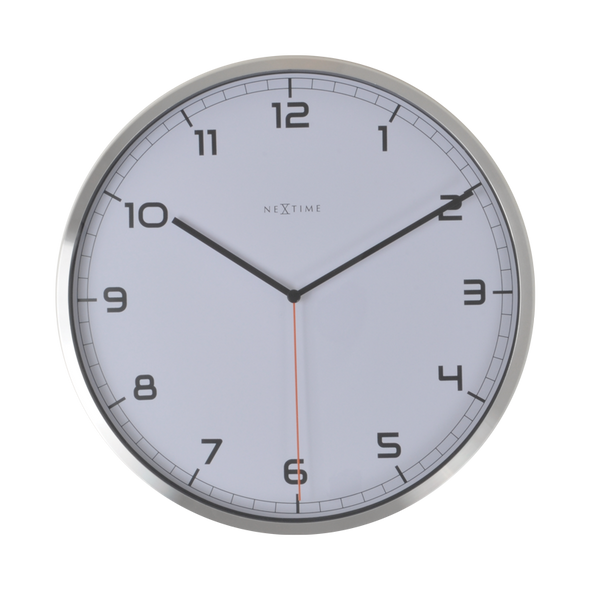 NeXtime 35cm Company Aluminium Round Wall Clock - White