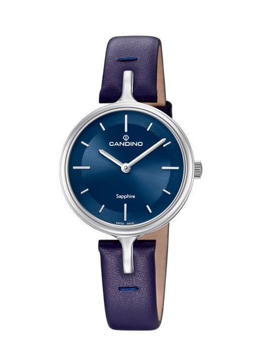 Candino Sapphire Swiss Made Ladies Leather Watch - Blue Lady Elegance