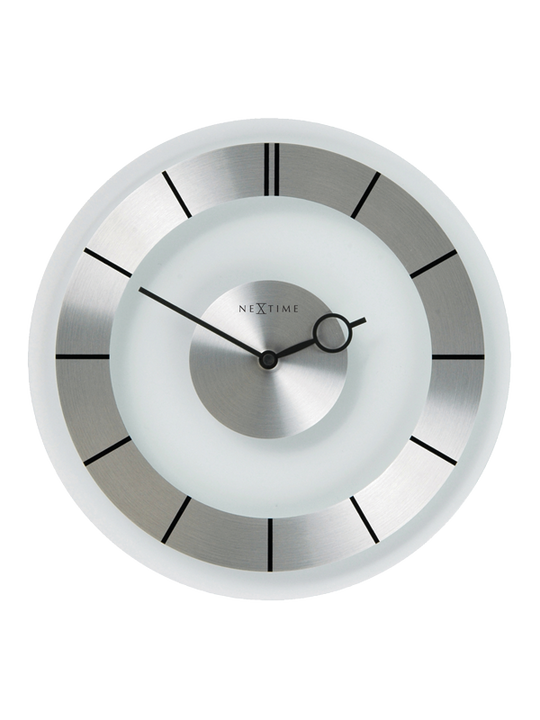 NeXtime 31 cm Retro Metal & Glass Round Wall Clock -Transparent