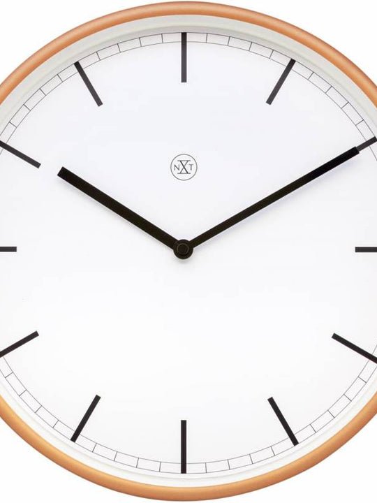 NeXtime 30cm Martin Plastic Round Wall Clock - White & Matt Rose
