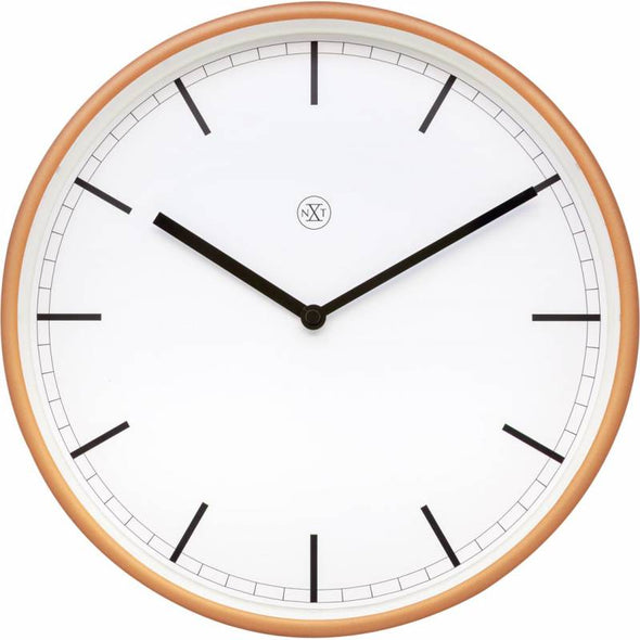 NeXtime 30cm Martin Plastic Round Wall Clock - White & Matt Rose