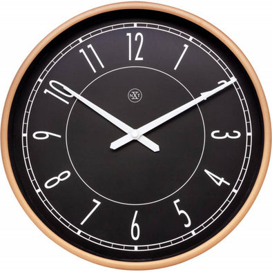NeXtime 30cm Jason Plastic Round Wall Clock - Black & Matt Rose