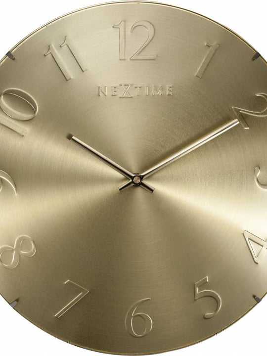 NeXtime 35cm Elegant Dome Shaped Glass Round Wall Clock - Gold