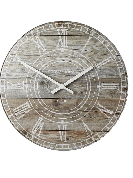 Thomas Kent 38cm Wharf Driftwood Mantel Round Wall Clock - Light Brown